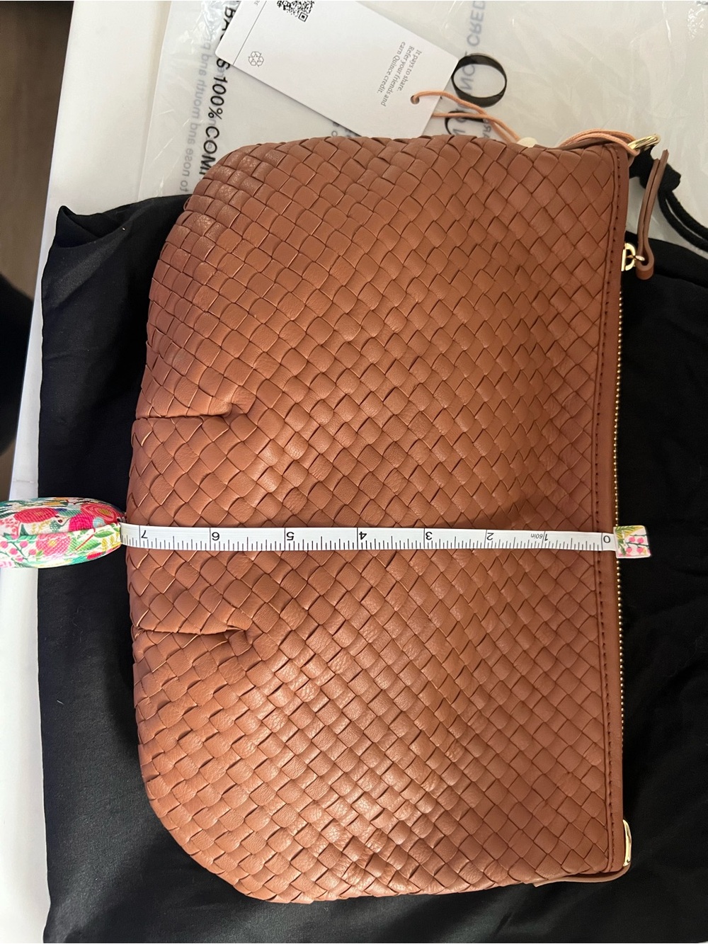 Quince Handwoven Leather Mini Shoulder Bag - Cognac - Picture 7 of 8